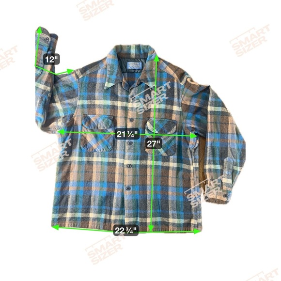 1950s Pendleton Virgin Wool Shacket XL Made in USA Brown Blue Green Shadow Plaid - Picture 4 of 4